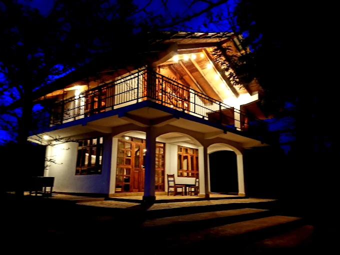 Warm-lit veranda in the evening